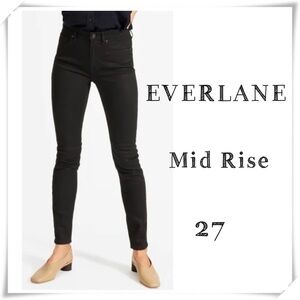 Everlane Mid Rise Skinny Jeans Washed Black